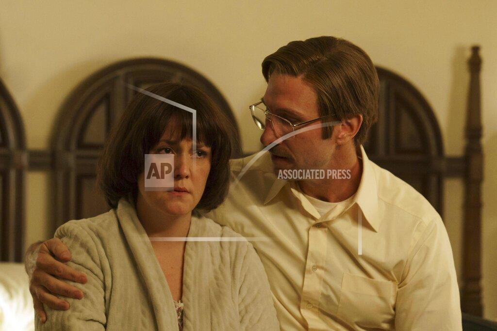 Tina Rowden This image released by Hulu shows Melanie Lynskey, left, and Pablo Schreiber in the series "Candy." (Hulu via AP)