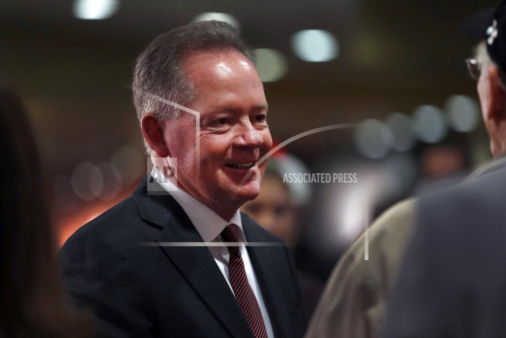 Jeff Roberson Bobby Petrino speaks to supporters after being introduced as the new NCAA college football head coach at Missouri State during a news conference Thursday, Jan. 16, 2020, in Springfield, Mo. Petrino has a 119-56 record in 14 seasons at Arkansas, Western Kentucky and Louisville and replaces Dave Steckel who was fired after winning just 13 games in five seasons. (AP Photo/Jeff Roberson)