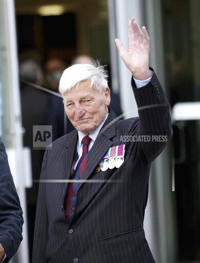 FILE - In this Oct. 4, 2021 file photo, British army veteran Dennis Hutchings, 80, arrives at Laganside Courts, in Belfast, Northern Ireland, where he is charged in connection with the shooting of John Pat Cunningham, 27, in 1974. An 80-year-old Hutchings died Monday, Oct. 18, 2021, while on trial for a shooting that occurred during “The Troubles” in Northern Ireland, fueling debate over the prosecution of soldiers for alleged crimes committed decades ago. (Peter Morrison/PA via AP, file)