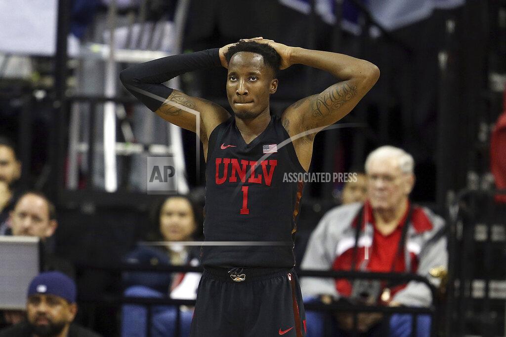 Isaac Brekken UNLV's Kris Clyburn reacts to a play during the final moments of the team's NCAA college basketball game against San Diego State in the Mountain West Conference men's tournament Thursday, March 14, 2019, in Las Vegas. (AP Photo/Isaac Brekken)