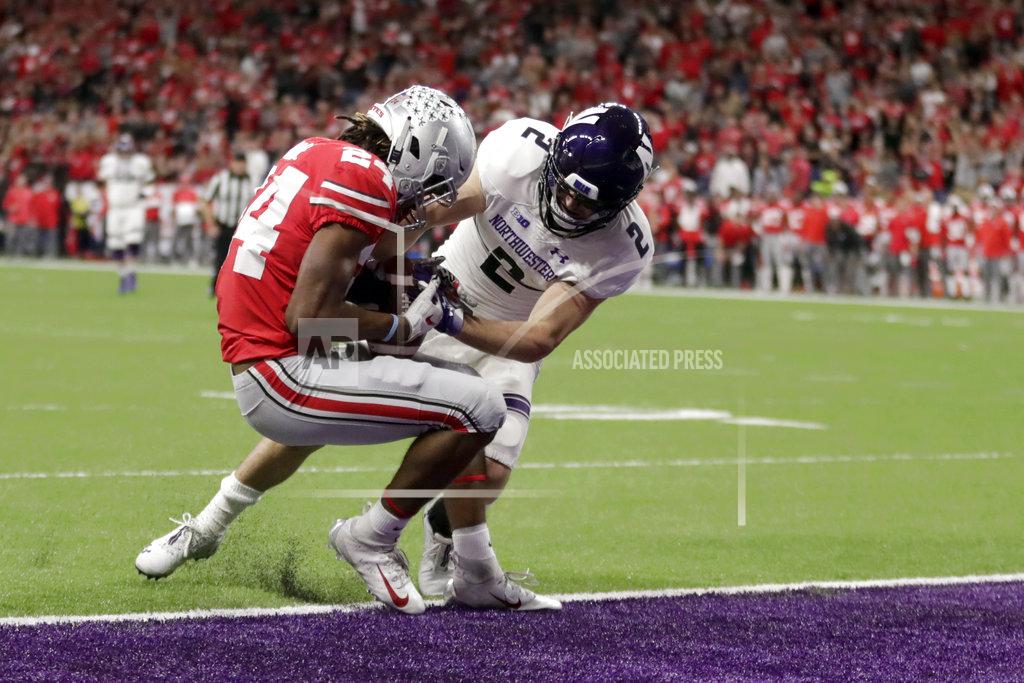 Michael Conroy Ohio State cornerback Shaun Wade (24) intercepts a pass intended by Northwestern wide receiver Flynn Nagel (2) during the first half of the Big Ten championship NCAA college football game, Saturday, Dec. 1, 2018, in Indianapolis. (AP Photo/Michael Conroy)