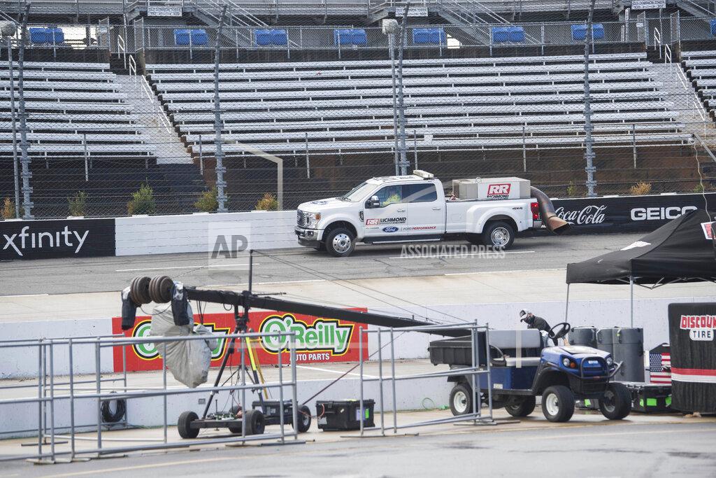 Lee Luther Jr. The track is dried before a NASCAR Cup Series auto race at Martinsville Speedway in Martinsville, Va., Sunday, Nov. 1, 2020. (AP Photo/Lee Luther Jr.)