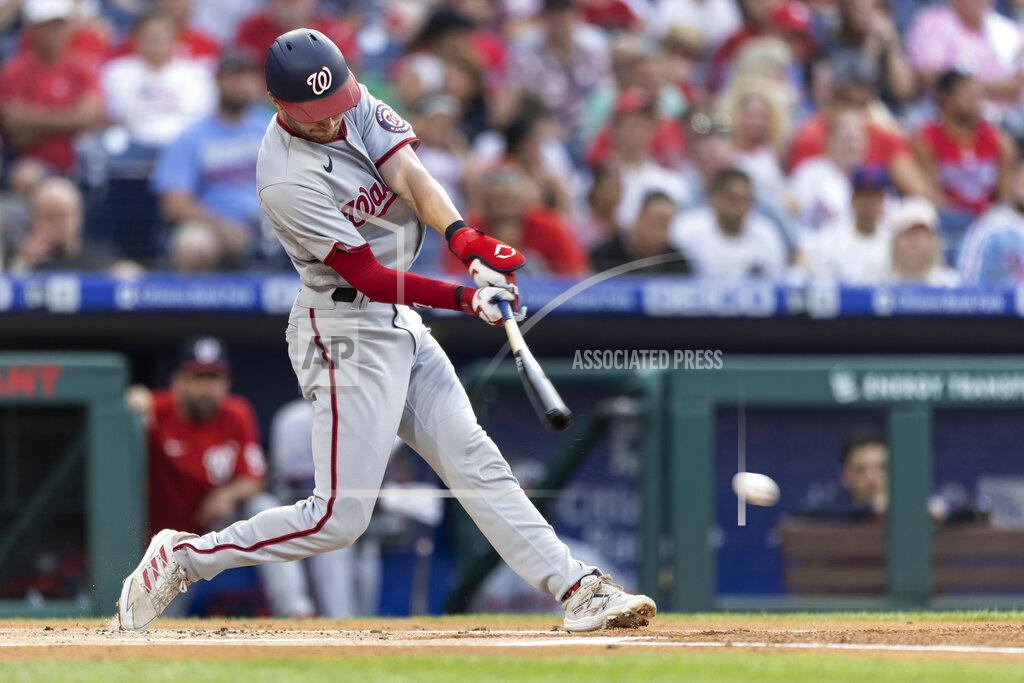 Laurence Kesterson Washington Nationals' Trea Turner hits a single during the first inning of the team's baseball game against the Philadelphia Phillies, Tuesday, July 27, 2021, in Philadelphia. (AP Photo/Laurence Kesterson)