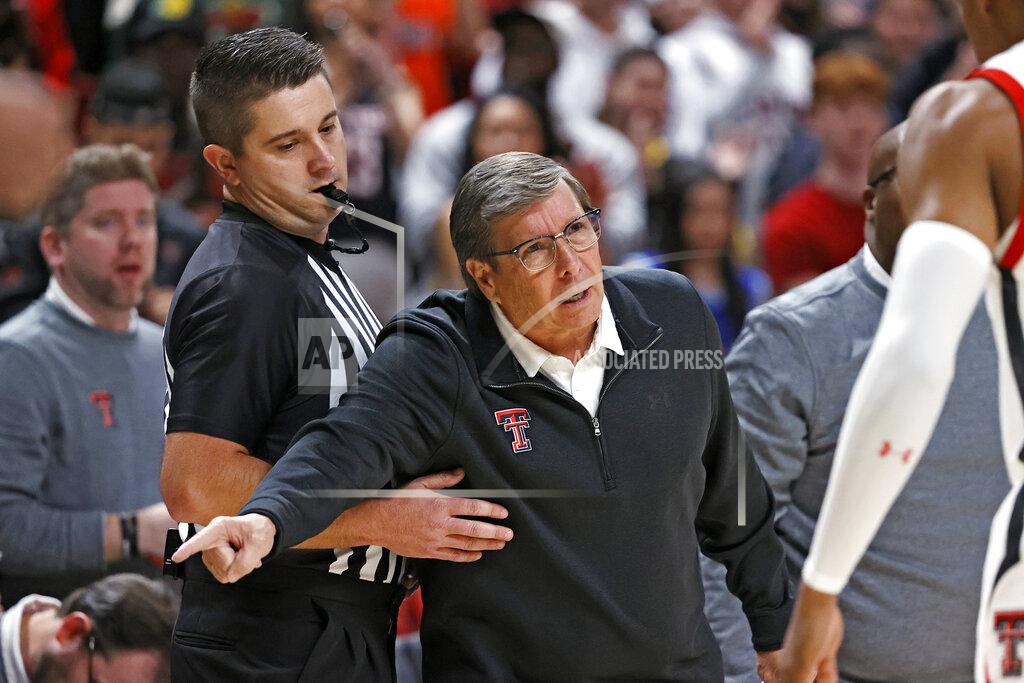 Brad Tollefson Texas Tech coach Mark Adams yells out to a player during the first half of an NCAA college basketball game against Grambling State, Friday, Nov. 12, 2021, in Lubbock, Texas. (Brad Tollefson/Lubbock Avalanche-Journal via AP)