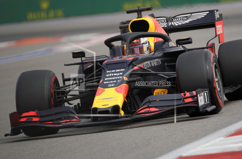 Luca Bruno Red Bull driver Max Verstappen of the Netherlands steers his car during the first free practice at the 'Sochi Autodrom' Formula One circuit, in Sochi, Russia, Friday, Sept. 27, 2019. The Formula one race will be held on Sunday. (AP Photo/Luca Bruno)