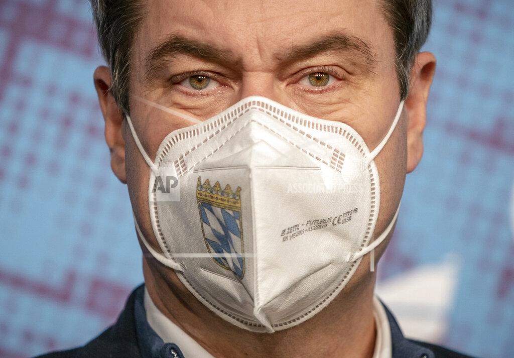 Michael Kappeler FILE - In this Jan. 6, 2020 file photo, Markus Soeder, Governor of Bavaria and Chairman of the CSU, speaks at the press conference at the beginning of his visit to the winter meeting of the CSU parliamentary group in Berlin, Germany. The coronavirus pandemic is colliding with politics as Germany embarks on its vaccination drive and one of the most unpredictable election years in its post-World War II history. (Michael Kappeler/dpa via AP, File)