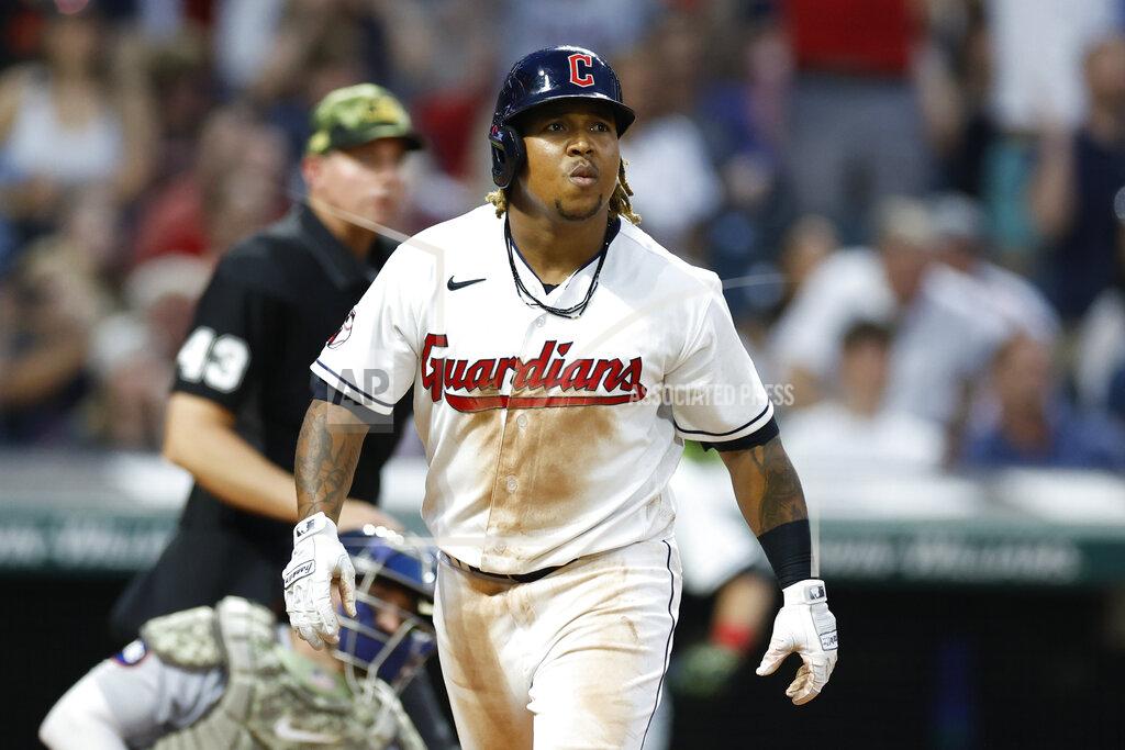 Ron Schwane Cleveland Guardians' José Ramírez watches his three-run home run during the sixth inning of a baseball game against the Detroit Tigers, Friday, May 20, 2022, in Cleveland. (AP Photo/Ron Schwane)