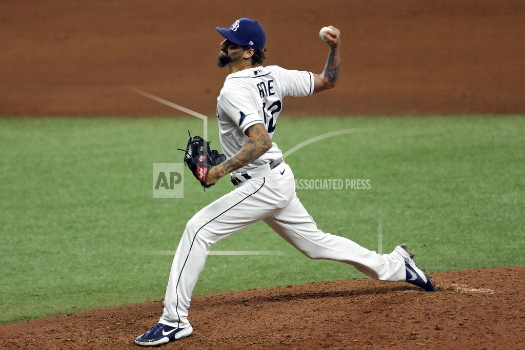Chris O'meara Tampa Bay Rays relief pitcher Chaz Roe delivers to the New York Yankees during the eighth inning of a baseball game Friday, Aug. 7, 2020, in St. Petersburg, Fla. (AP Photo/Chris O'Meara)