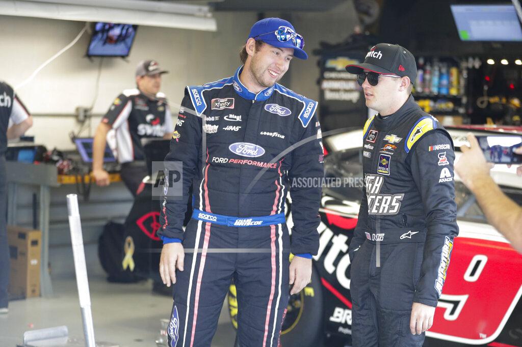 Michael Conroy NASCAR Xfinity Series drivers Chase Briscoe and Noah Gragson talk in the garage area before the start of NASCAR Xfinity auto racing practice at Indianapolis Motor Speedway, Friday, Sept. 6, 2019 in Indianapolis. (AP Photo/Michael Conroy)