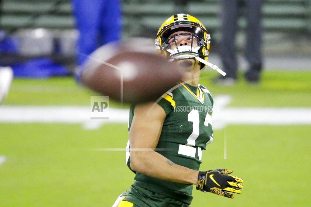Mike Roemer Green Bay Packers' Allen Lazard warms up before an NFL football game against the Chicago Bears Sunday, Nov. 29, 2020, in Green Bay, Wis. (AP Photo/Mike Roemer)