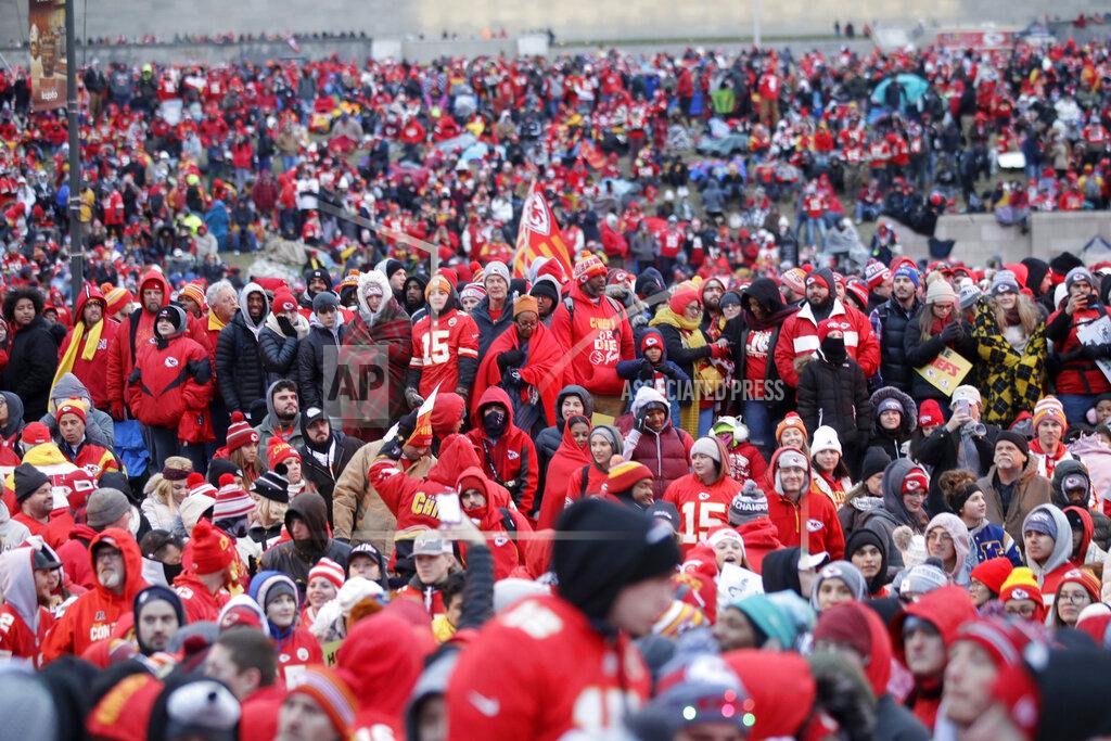 Orlin Wagner Kansas City Chiefs fans gather for a Super Bowl parade and rally in Kansas City, Mo., Wednesday, Feb. 5, 2020. (AP Photo/Orlin Wagner)