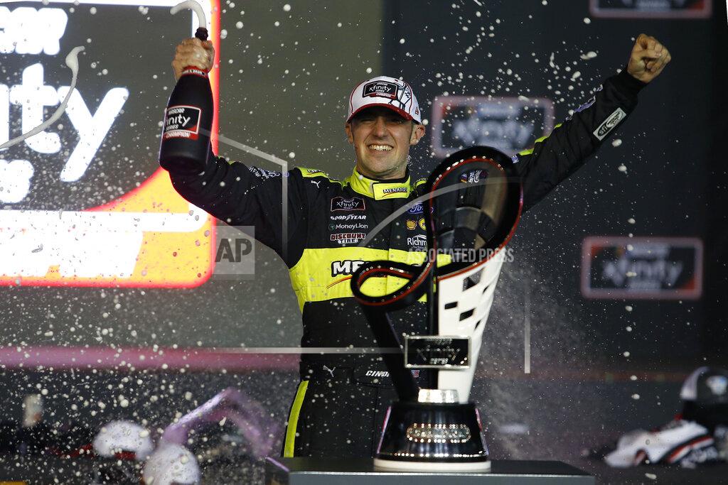Ralph Freso Austin Cindric celebrates in Victory Lane after winning the season championship and a NASCAR Xfinity Series auto race at Phoenix Raceway, Saturday, Nov. 7, 2020, in Avondale, Ariz. (AP Photo/Ralph Freso)