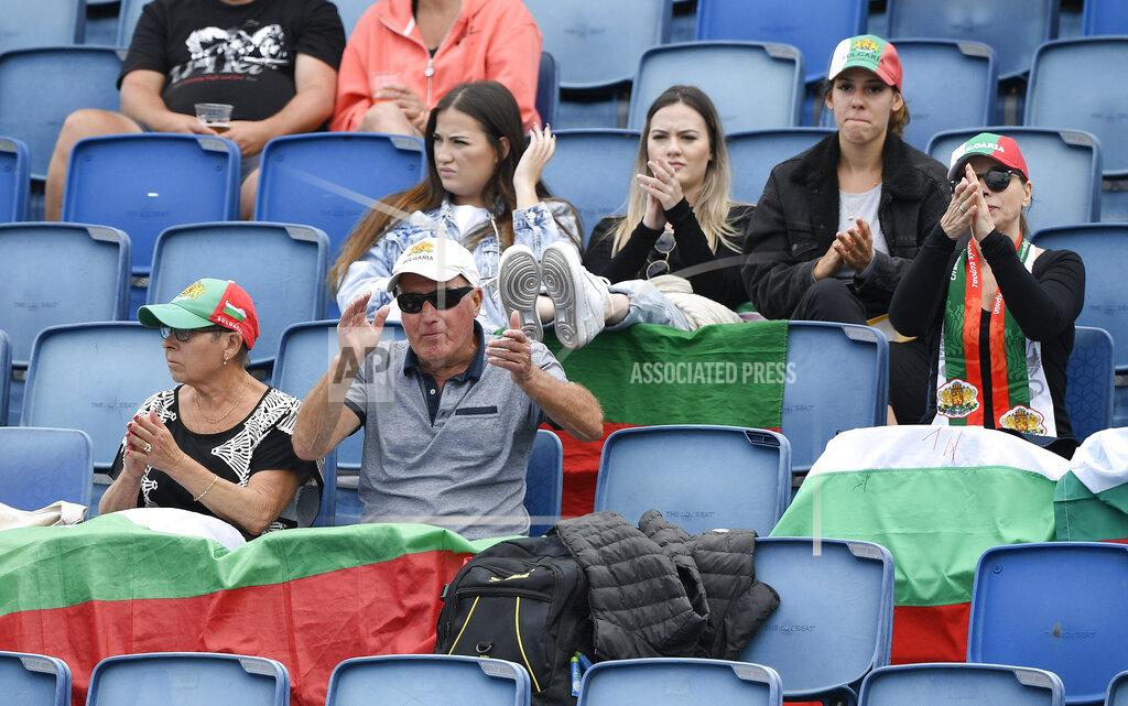 Andy Brownbill Bulgarian fans cheer Bulgaria's Tsvetana Pironkova during her first round match against Taiwan's Hsieh Su-Wei at the Australian Open tennis championship in Melbourne, Australia, Monday, Feb. 8, 2021.(AP Photo/Andy Brownbill)