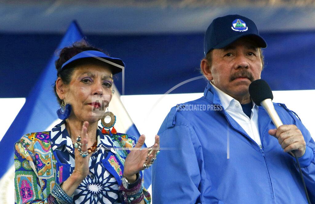 Alfredo Zuniga FILE - In this Sept. 5, 2018 file photo, Nicaragua's President Daniel Ortega and his wife, Vice President Rosario Murillo, lead a rally in Managua, Nicaragua. As international health organizations warn of increasing infections in Nicaragua and independent Nicaraguan doctors call for a voluntary quarantine to slow the spread of the delta variant, the government has made clear that comments out of step with its line are unacceptable as Ortega seeks a fourth consecutive term. Murillo has accused doctors of “health terrorism.” (AP Photo/Alfredo Zuniga, File)