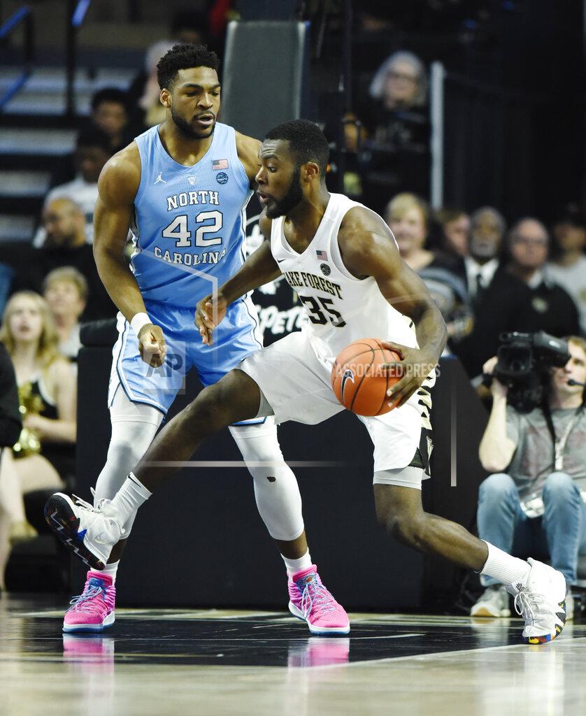Woody Marshall Wake Forest's Ikenna Smart (35) makes a move to the basket as North Carolina's Brandon Huffamn defends (42) during the second half of an NCAA college basketball game in Winston-Salem, N.C., Saturday, Feb 16, 2019. (AP Photo/Woody Marshall)