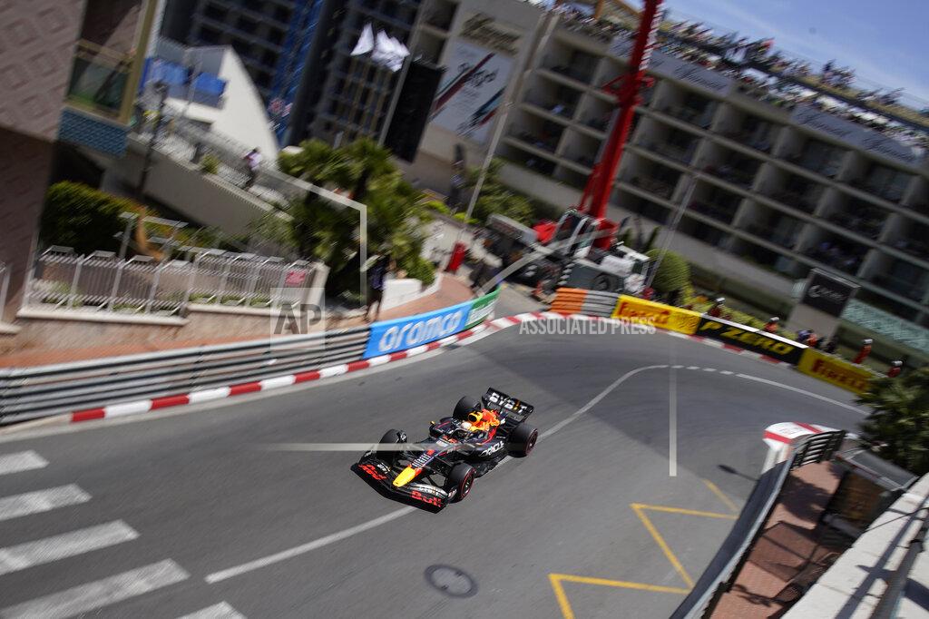 Daniel Cole Red Bull driver Max Verstappen of the Netherlands steers his car during the third free practice at the Monaco racetrack, in Monaco, Saturday, May 28, 2022. The Formula one race will be held on Sunday. (AP Photo/Daniel Cole)