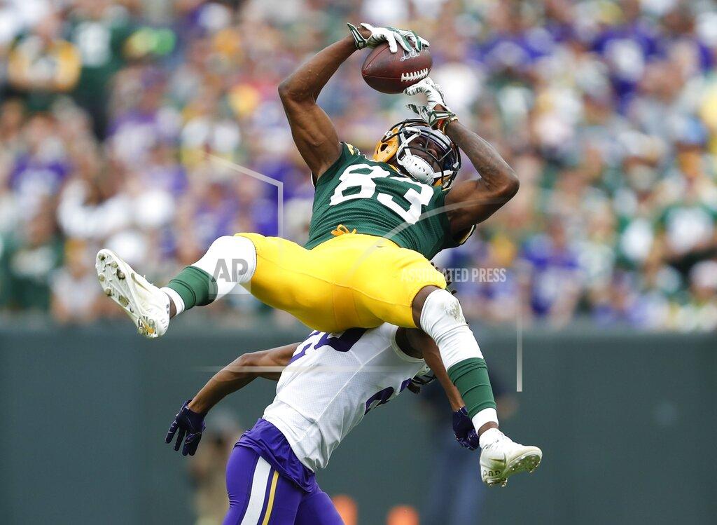 Matt Ludtke Minnesota Vikings' Trae Waynes breaks up a pass intended for Green Bay Packers' Marquez Valdes-Scantling during the second half of an NFL football game Sunday, Sept. 15, 2019, in Green Bay, Wis. (AP Photo/Matt Ludtke)