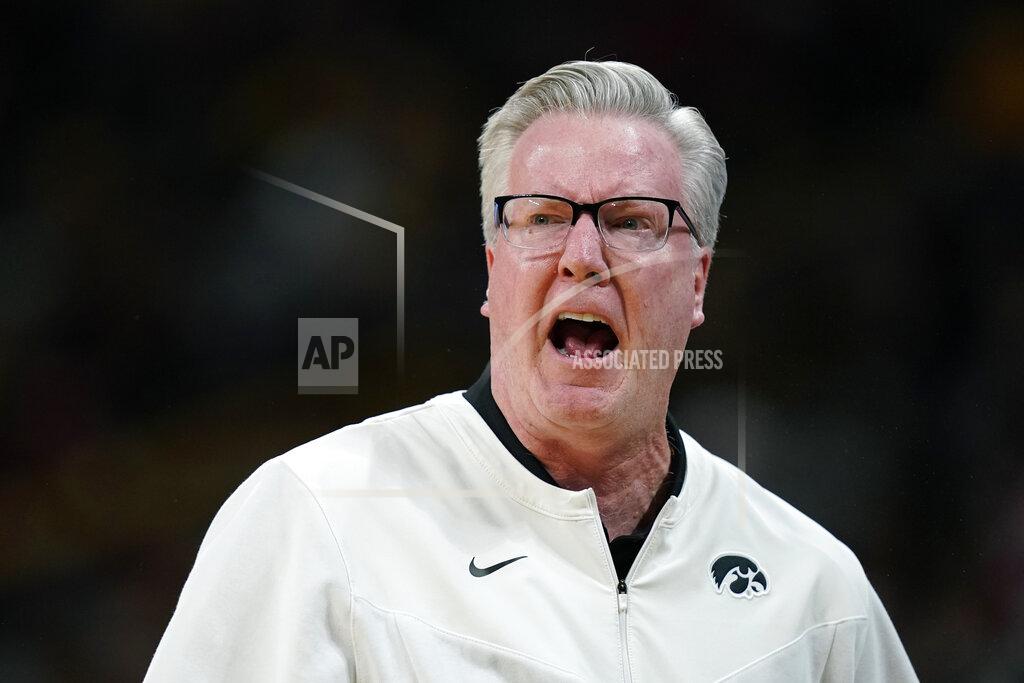 Charlie Neibergall Iowa head coach Fran McCaffery reacts to a call against his team during the first half of an NCAA college basketball game against Indiana, Thursday, Jan. 13, 2022, in Iowa City, Iowa. (AP Photo/Charlie Neibergall)
