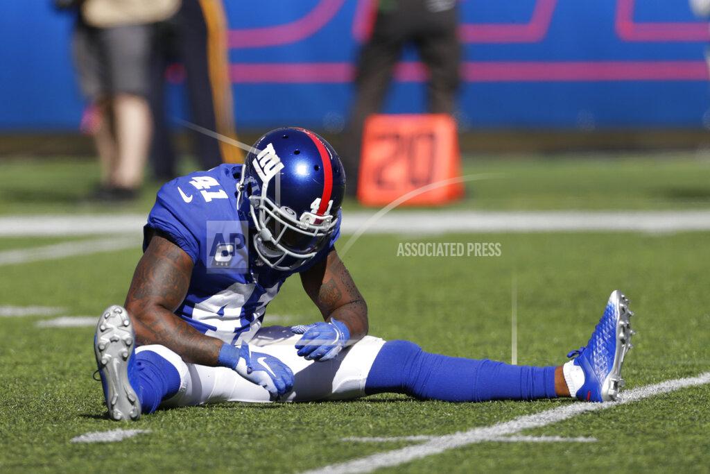 Adam Hunger New York Giants' Antoine Bethea sits on the field after a play during the second half of an NFL football game against the Buffalo Bills, Sunday, Sept. 15, 2019, in East Rutherford, N.J. (AP Photo/Adam Hunger)
