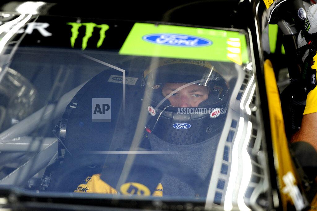Mike Mccarn Brad Keselowski is seen in his car during practice for Sunday's NASCAR Cup Series auto race at Charlotte Motor Speedway in Concord, N.C., Saturday, Sept. 28, 2019. (AP Photo/Mike McCarn)