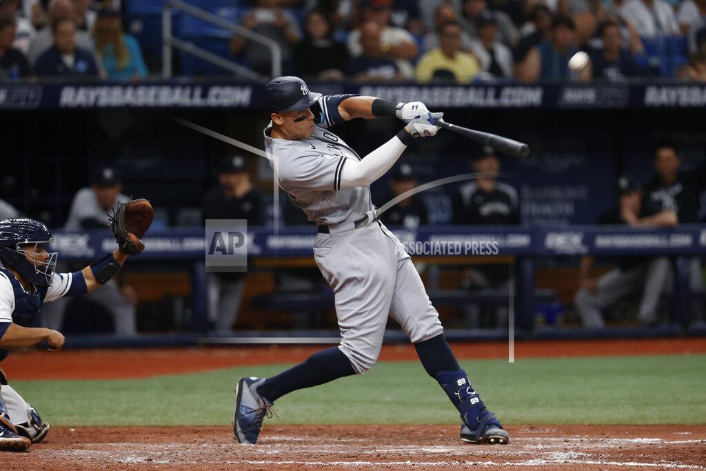 Scott Audette New York Yankees' Aaron Judge hits a home run against the Tampa Bay Rays during the seventh inning of a baseball game Wednesday, June 22, 2022, in St. Petersburg, Fla. (AP Photo/Scott Audette)