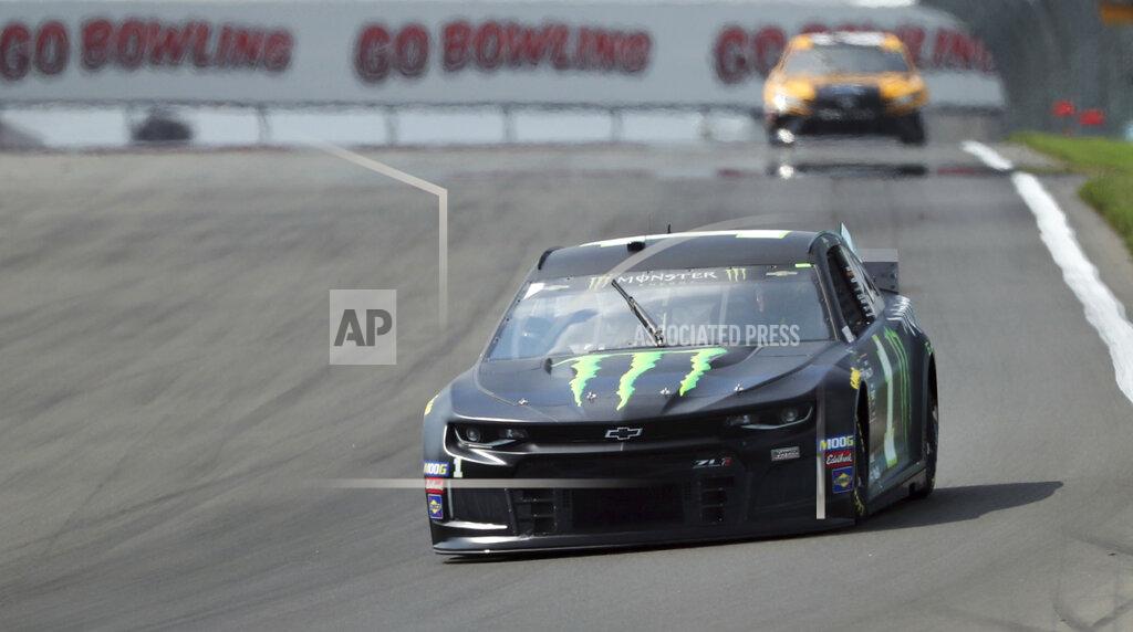 John Munson Kurt Busch (1) heads into Turn 1 during practice for the NASCAR Cup Series auto race at Watkins Glen International, Saturday, Aug. 3, 2019, in Watkins Glen, N.Y. (AP Photo/John Munson)