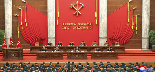 In this photo provided by the North Korean government, North Korean leader Kim Jong Un, center, holds a year-end plenary meeting of the ruling Workers&rsquo; Party in Pyongyang, North Korea, Tuesday, Dec. 26, 2023. Independent journalists were not given access to cover the event depicted in this image distributed by the North Korean government. The content of this image is as provided and cannot be independently verified. Korean language watermark on image as provided by source reads: &quot;KCNA&quot; which is the abbreviation for Korean Central News Agency. (Korean Central News Agency/Korea News Service via AP)