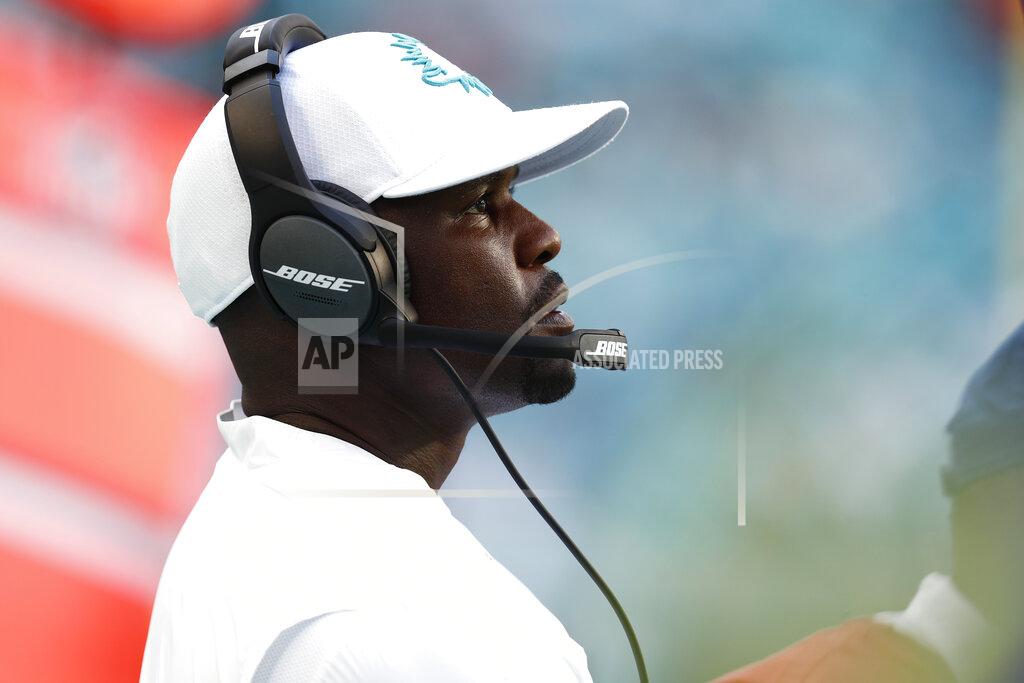 Brynn Anderson Miami Dolphins head coach Brian Flores looks from the sidelines, during the second half at an NFL football game against the Baltimore Ravens, Sunday, Sept. 8, 2019, in Miami Gardens, Fla. The Ravens defeated the Dolphins 59-10. (AP Photo/Brynn Anderson)