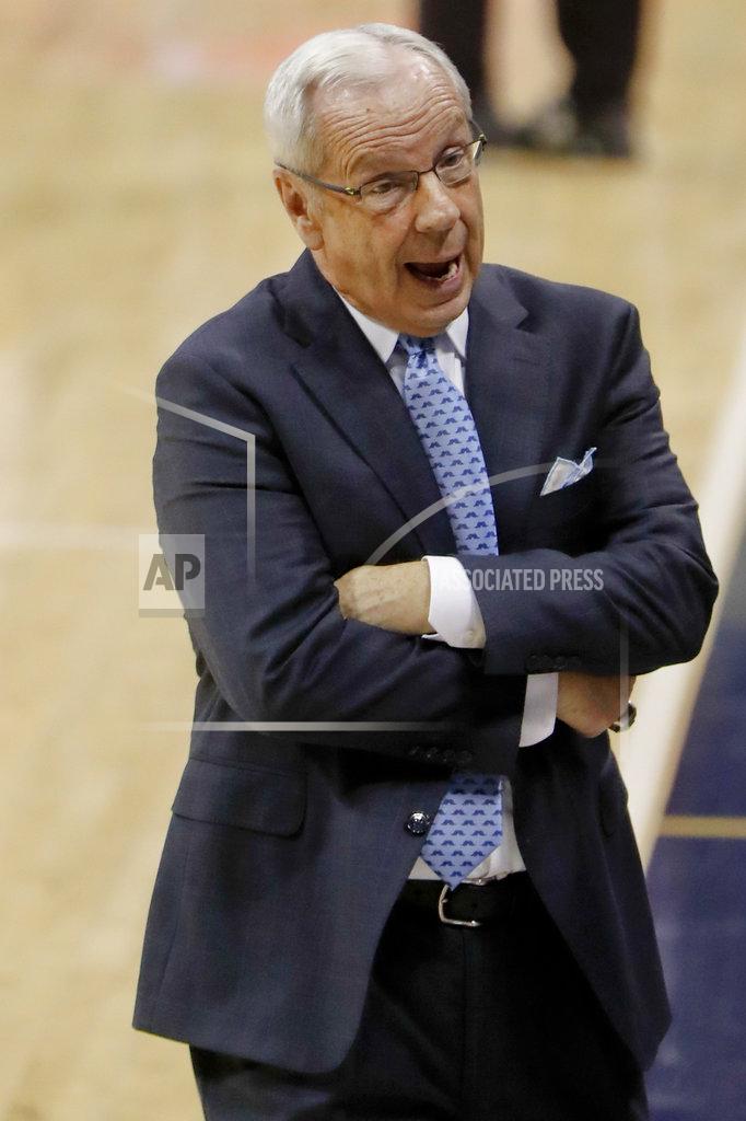Keith Srakocic North Carolina head coach Roy Williams talks to his team on the bench as they play against Pittsburgh during the second half of an NCAA college basketball game, Saturday, Jan. 5, 2019, in Pittsburgh. (AP Photo/Keith Srakocic)