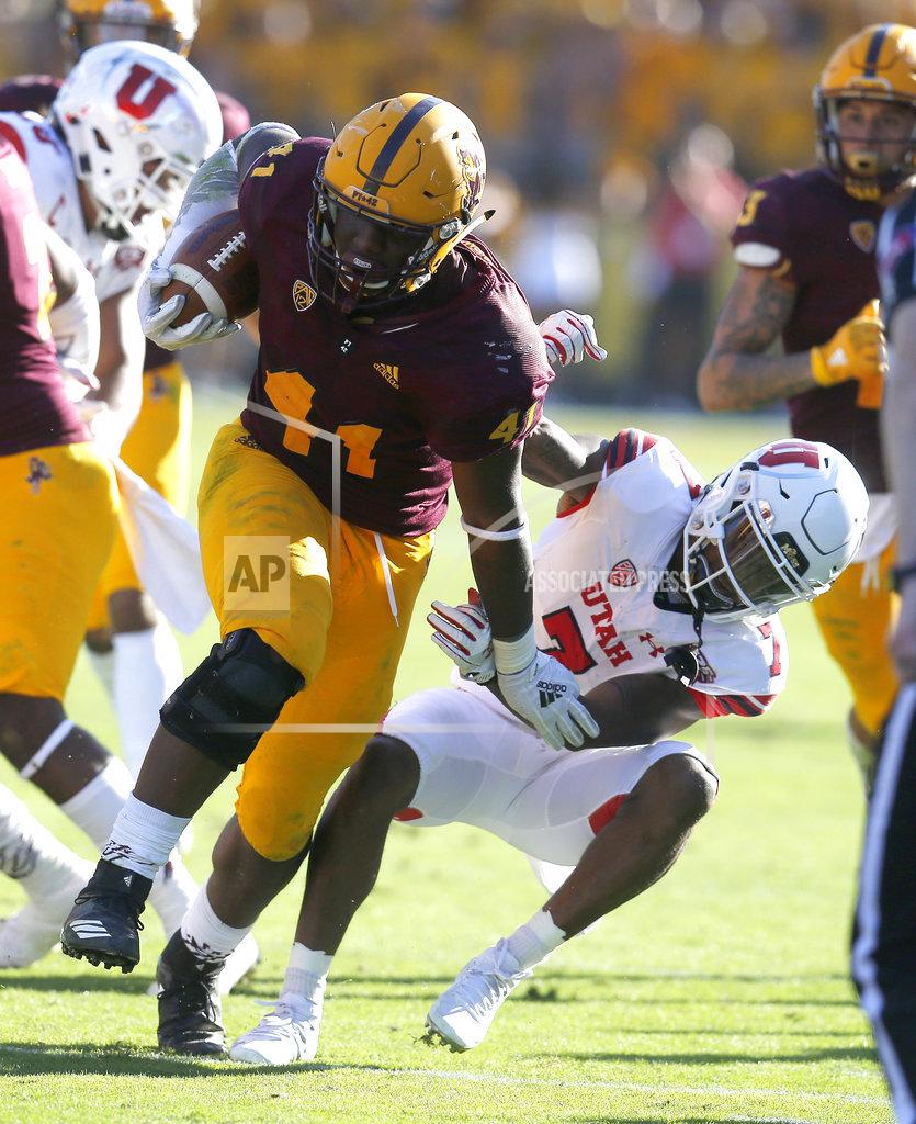 Rick Scuteri Arizona State defensive lineman Tyler Johnson (41) is tackled by Utah wide receiver Demari Simpkins after recovering a fumble in the second half during an NCAA college football game, Saturday, Nov. 3, 2018, in Tempe, Ariz. (AP Photo/Rick Scuteri)