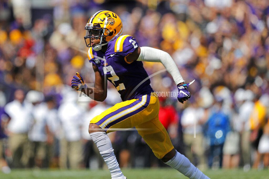 Gerald Herbert LSU wide receiver Justin Jefferson (2) runs a pass route in the first half of an NCAA college football game against Utah State in Baton Rouge, La., Saturday, Oct. 5, 2019. LSU won 42-6. (AP Photo/Gerald Herbert)