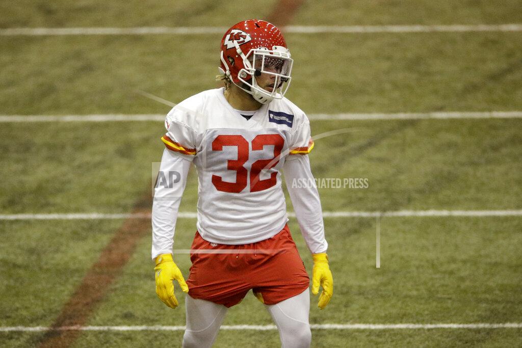 Charlie Riedel Kansas City Chiefs strong safety Tyrann Mathieu watches a drill during practice for Sunday's NFL AFC championship football game Thursday, Jan. 16, 2020 in Kansas City, Mo. The Chiefs will face the Tennessee Titans for the opportunity to advance to the Super Bowl. (AP Photo/Charlie Riedel)