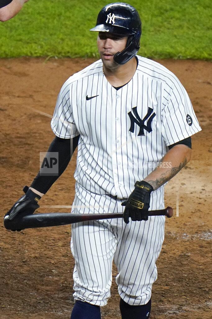 Frank Franklin Ii New York Yankees' Gary Sanchez reacts after striking out to end a baseball game against the Boston Red Sox Friday, June 4, 2021, in New York. (AP Photo/Frank Franklin II)