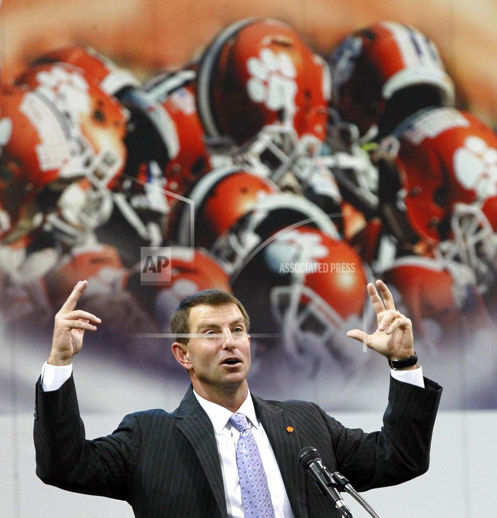 Ken Ruinard In this 2015 photo, Clemson head football coach Dabo Swinney speaks during the groundbreaking ceremony for a Football Facility Clemson Football Facility at Clemson University in Clemson, S.C. When it comes to facilities in the ACC, Clemson has set the standard. The Tigers opened a $55 million team headquarters two years ago that includes a miniature golf course, a slide and a nap room. With the team pursuing its fourth straight ACC title and College Football Playoff berth, they feel the investment is paying off. (Ken Ruinard/The Independent-Mail via AP)