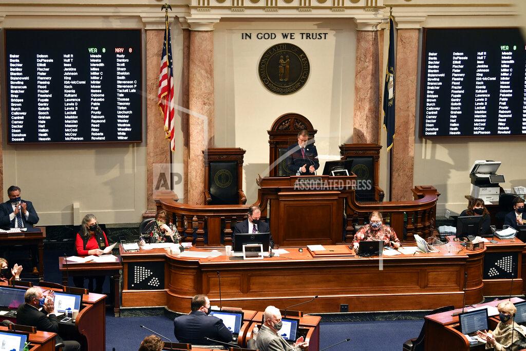 Timothy D. Easley Kentucky Speaker of The House David Osborne addresses the members of the House during the opening day session of the Kentucky State Legislature in Frankfort, Ky., Tuesday, Jan. 5, 2021. (AP Photo/Timothy D. Easley)