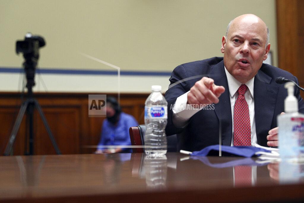 Tom Brenner Postmaster General Louis DeJoy testifies before a House Oversight and Reform Committee hearing on the Postal Service on Capitol Hill, Monday, Aug. 24, 2020, in Washington. (Tom Brenner/Pool via AP)