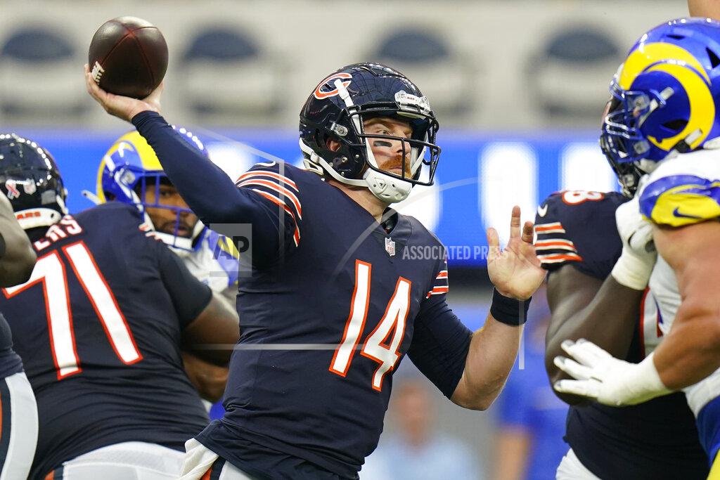 Jae C. Hong Chicago Bears quarterback Andy Dalton throws a pass during the first half of an NFL football game against the Los Angeles Rams, Sunday, Sept. 12, 2021, in Inglewood, Calif. (AP Photo/Jae C. Hong)