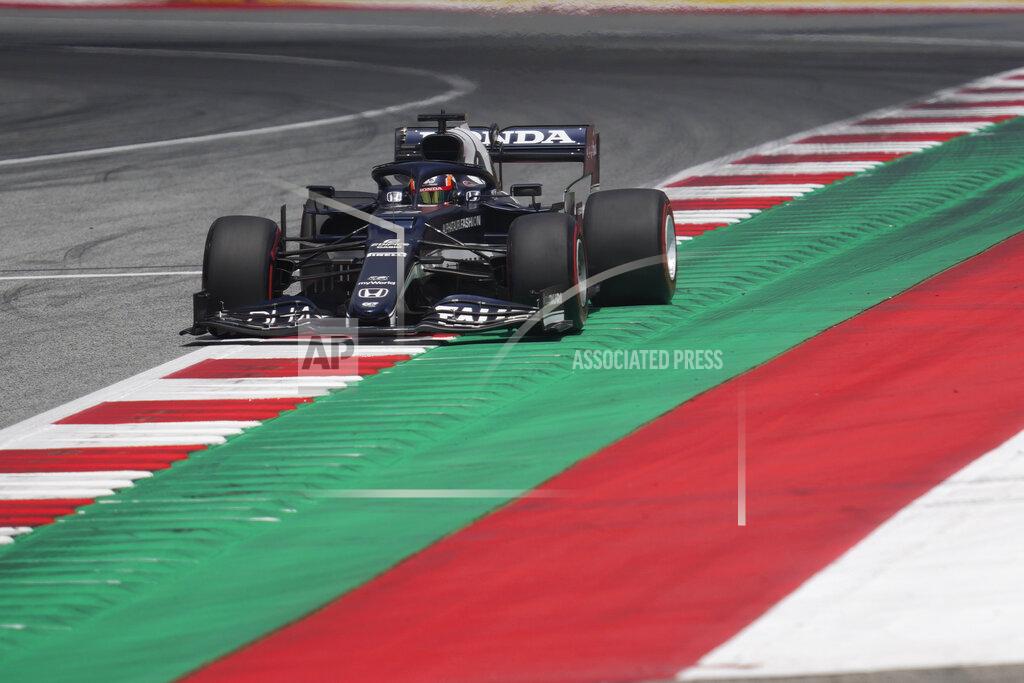 Darko Vojinovic Alpha Tauri driver Pierre Gasly of France steers his car during the first practice at the Red Bull Ring racetrack in Spielberg, Austria, Friday, June 25, 2021. The Styrian Formula One Grand Prix will be held on Sunday, June 27, 2021. (AP Photo/Darko Vojinovic)