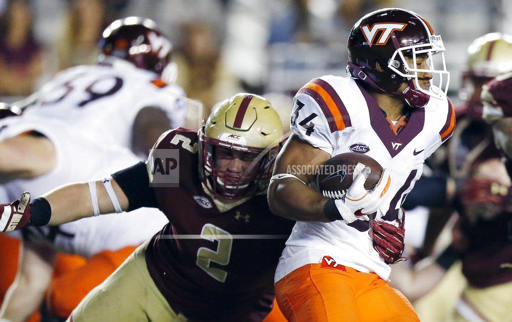 Michael Dwyer FILE - In this Oct. 7, 2017, file photo, Boston College's Zach Allen (2) defends against Virginia Tech's Travon McMillian (34) during the second half of an NCAA college football game in Boston. Allen was a three-star recruit who has blossomed into a star for the Eagles, going from 250 as a freshman to 285 heading into his senior season. (AP Photo/Michael Dwyer, File)
