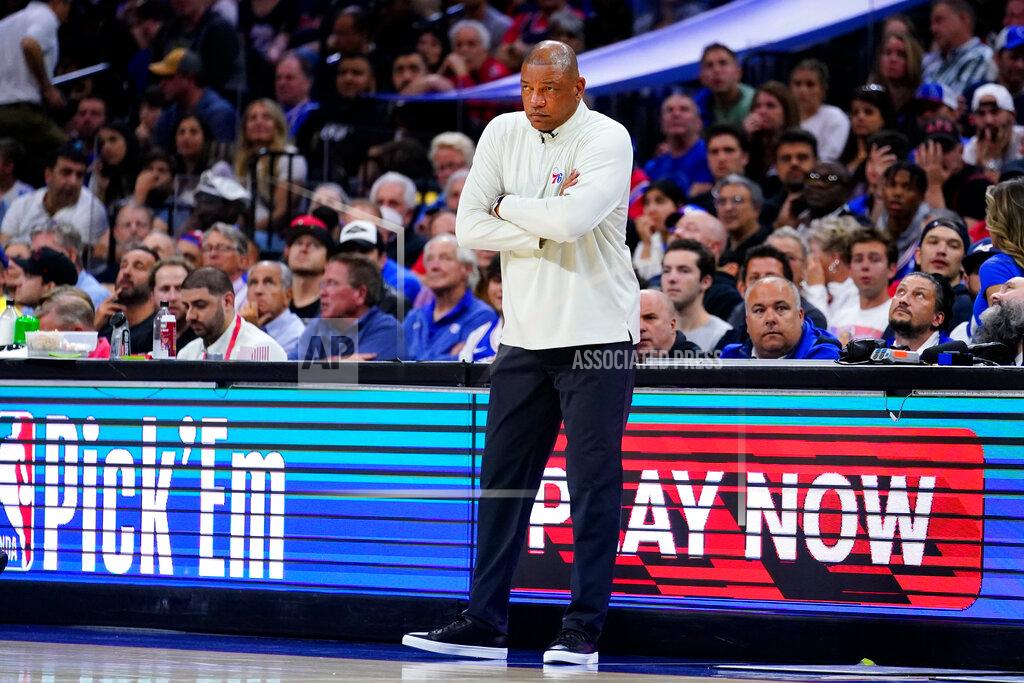 Matt Slocum Philadelphia 76ers head coach Doc Rivers looks on during the second half of Game 6 of an NBA basketball second-round playoff series against the Miami Heat, Thursday, May 12, 2022, in Philadelphia. (AP Photo/Matt Slocum)
