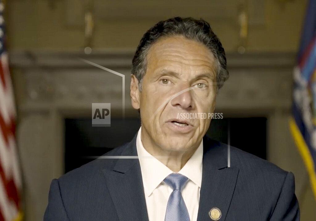 Uncredited FILE - In this image taken video provided by Office of the NY Governor, New York Gov. Andrew Cuomo makes a statement in a pre-recorded video released, Tuesday, Aug. 3, 2021, in New York. In his response to an independent investigation that found he sexually harassed 11 women, Cuomo cited his own family member's sexual assault to explain his behavior with accuser Charlotte Bennett. That component of his statement came under criticism from sexual assault survivors, their advocates and even crisis public relations managers. He offered an apology to just two of his accusers, which was publicly rejected by one, and flat-out denied allegations that he inappropriately touched anyone. (Office of the NY Governor via AP )