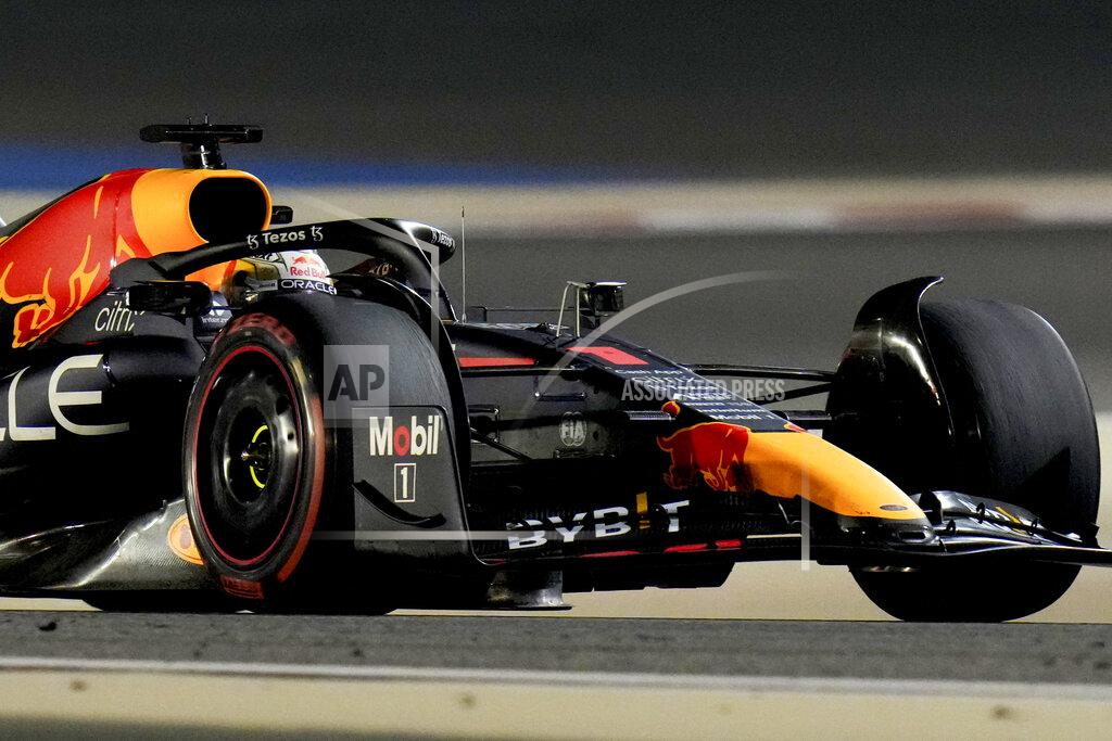 Hassan Ammar Red Bull driver Max Verstappen of the Netherlands steers his car during the Formula One Bahrain Grand Prix it in Sakhir, Bahrain, Sunday, March 20, 2022. (AP Photo/Hassan Ammar)