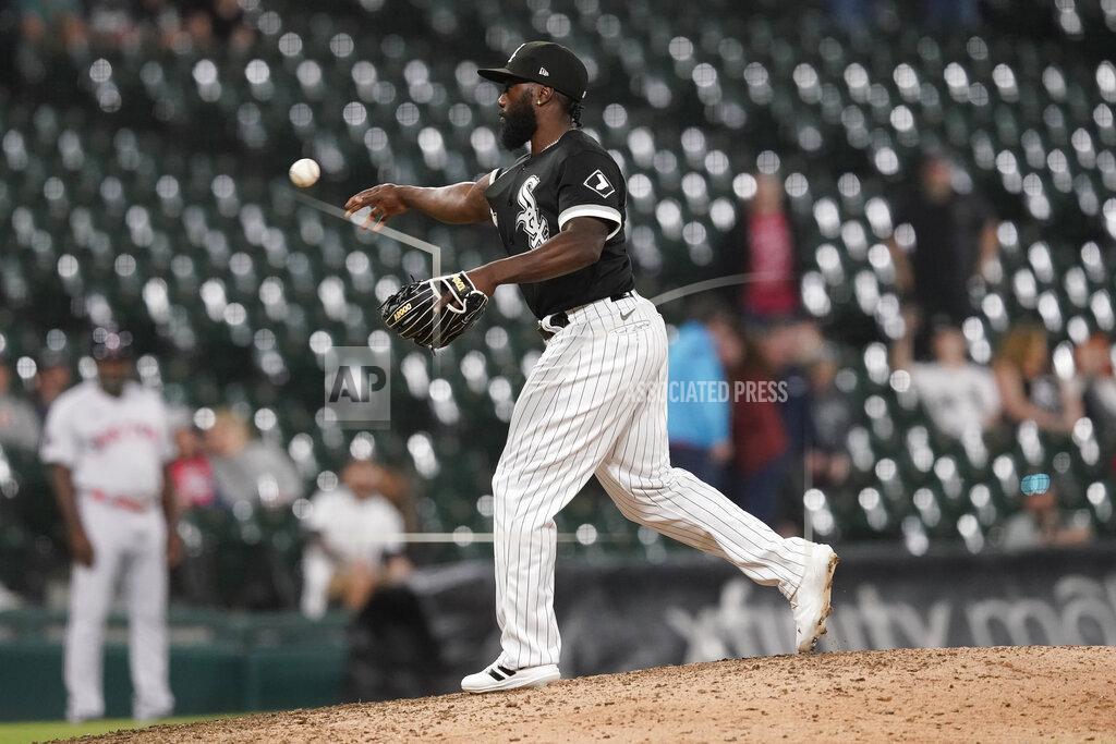 Charles Rex Arbogast Chicago White Sox position player Josh Harrison pitches during the ninth inning of the team's baseball game against the Boston Red Sox on Thursday, May 26, 2022, in Chicago. The Red Sox won 16-7. (AP Photo/Charles Rex Arbogast)