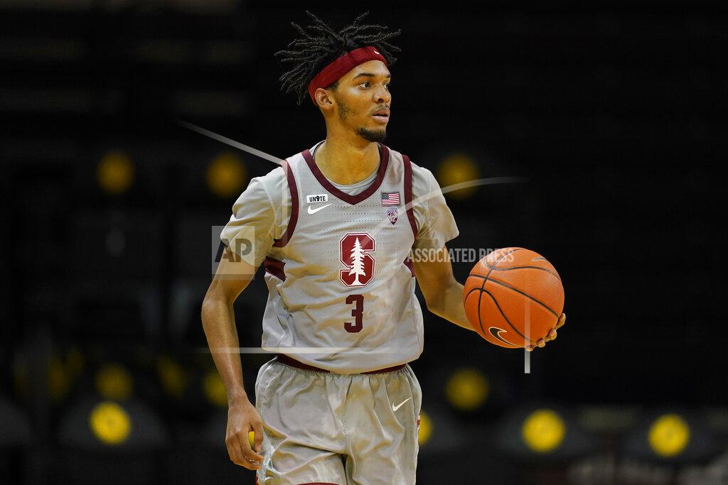 Jeff Chiu Stanford forward Ziaire Williams (3) dribbles the ball upcourt against Washington State during the second half of an NCAA college basketball game in Santa Cruz, Calif., Saturday, Jan. 9, 2021. (AP Photo/Jeff Chiu)
