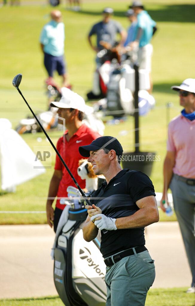 Tom Fox Rory McIlroy tees off on the 10th hole during practice for the Charles Schwab Challenge golf tournament at the Colonial Country Club in Fort Worth, Texas, Tuesday, June 9, 2020. The Challenge is the first PGA tour event since the COVID-19 pandemic began. (Tom Fox/The Dallas Morning News via AP)
