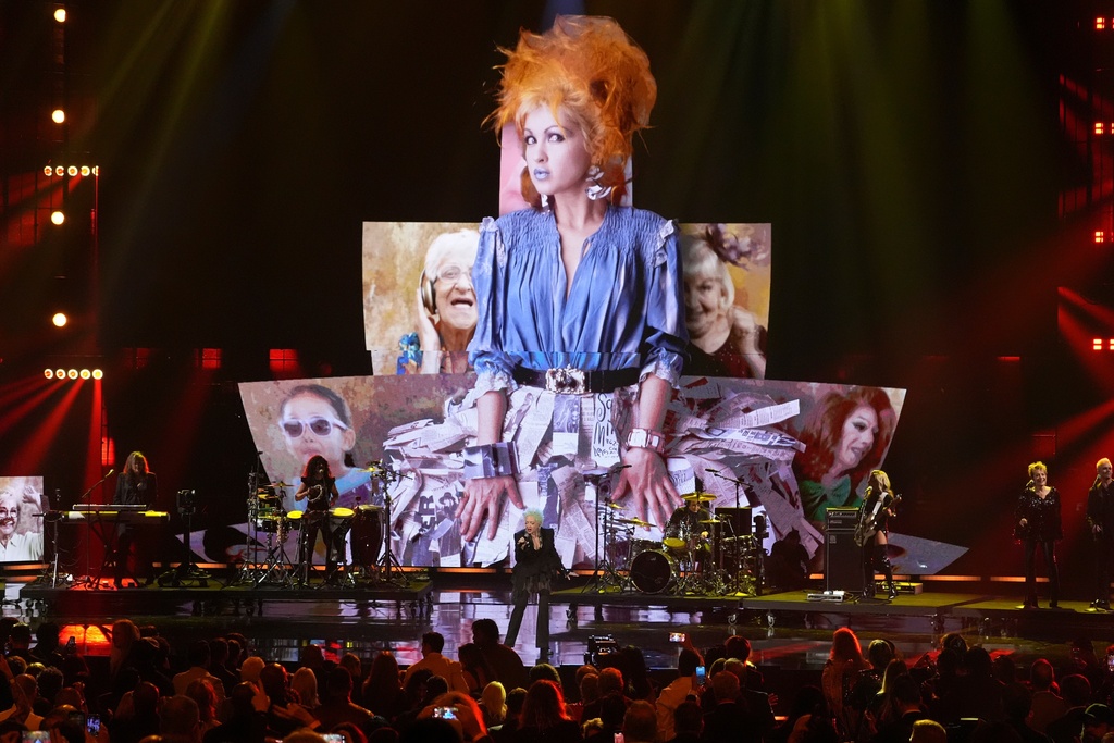 Cyndi Lauper performs during the 2025 Rock and Roll Hall of Fame Induction Ceremony on Saturday, Nov. 8, 2025, at L.A. Live in Los Angeles. (AP Photo/Chris Pizzello)