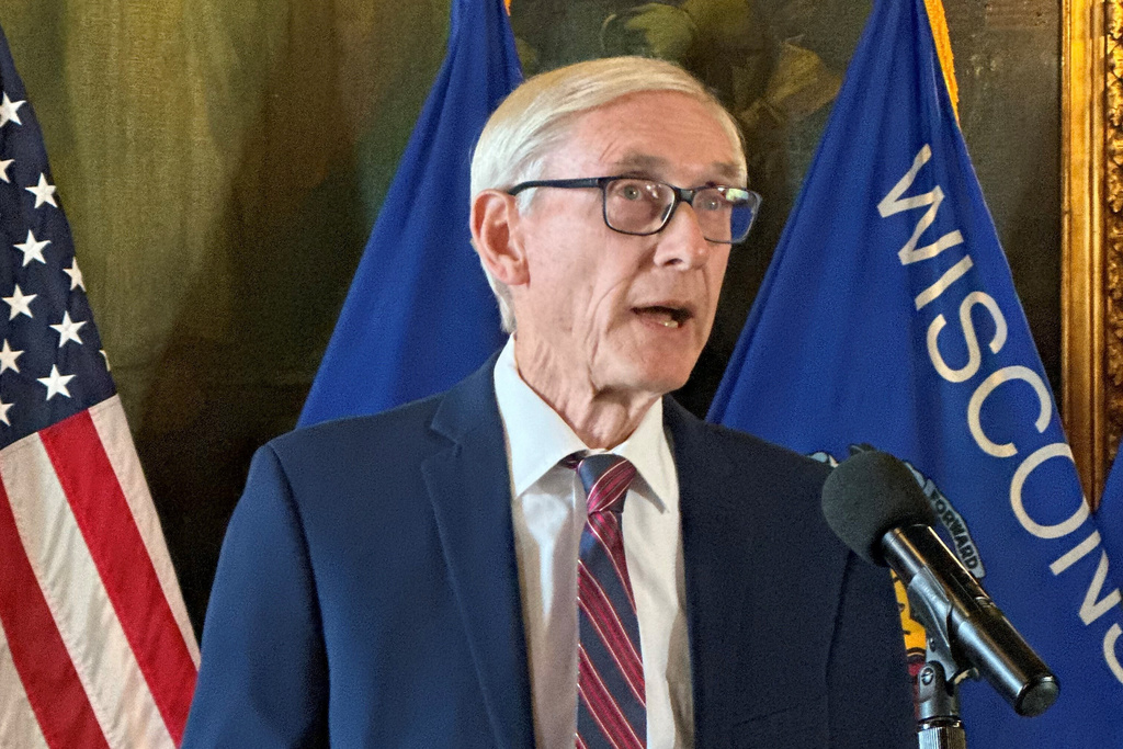 Wisconsin's Democratic Gov. Tony Evers discusses his call on the Republican-controlled Legislature to act on a broad array of his priorities in his final year in office on Monday, Jan. 12, 2026, in Madison, Wis. (AP Photo/Scott Bauer)