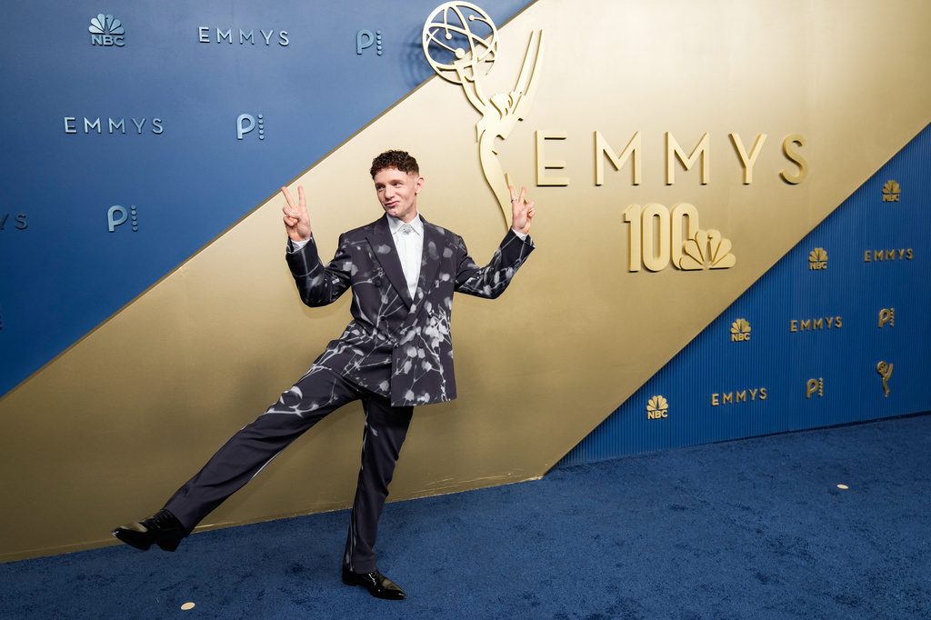 Chris Perfetti arrives at the 78th Emmy Awards on Monday, Sept. 14, 2026, at the Peacock Theater in Los Angeles. (AP Photo/Mark J. Terrill)