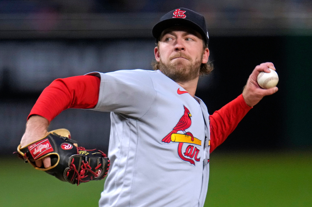 St. Louis Cardinals pitcher Matthew Liberatore delivers during the first inning of a baseball game against the Pittsburgh Pirates in Pittsburgh, Wednesday, Sept. 23, 2026. (AP Photo/Gene J. Puskar)
