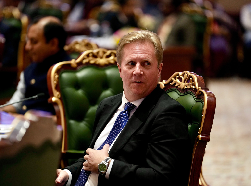 New Zealand Trade Minister Todd McClay looks on during the India New Zealand Free Trade Agreement signing ceremony and Business forum meeting in New Delhi, India, Monday, April 27, 2026. ( AP Photo/Manish Swarup)
